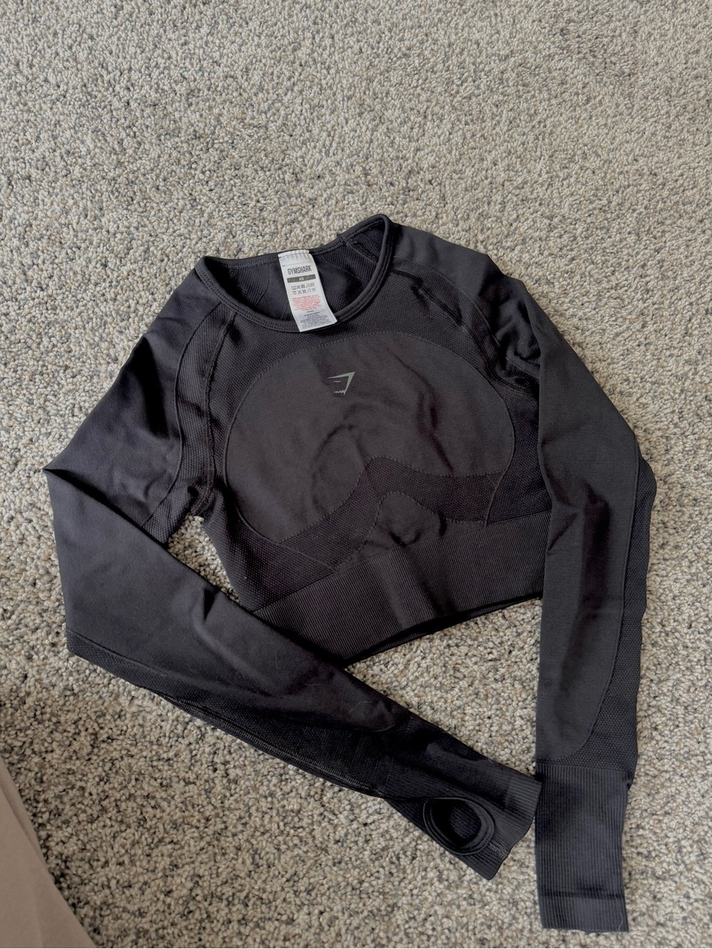 Gymshark Charcoal Grey Long Sleeve Seamless Crop Top